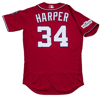 2017 Bryce Harper Game Used Washington Nationals Season-Worn "Lucky" Red Alternate Jersey Worn & Photo Matched For 13 Games - Including 2 Home Runs-Career HRs 146 & 149 (Sports Investors)